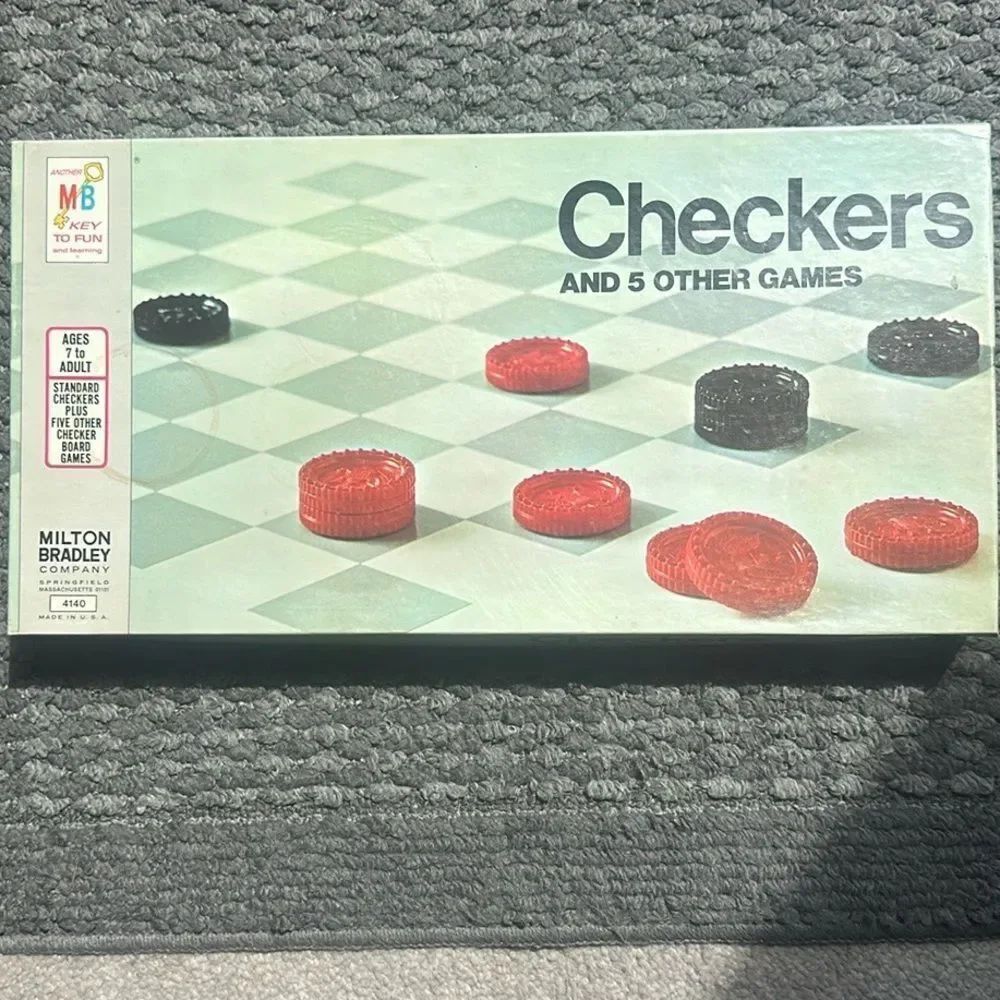 Milton Bradley Vintage Checkers and 5 Other Board Games